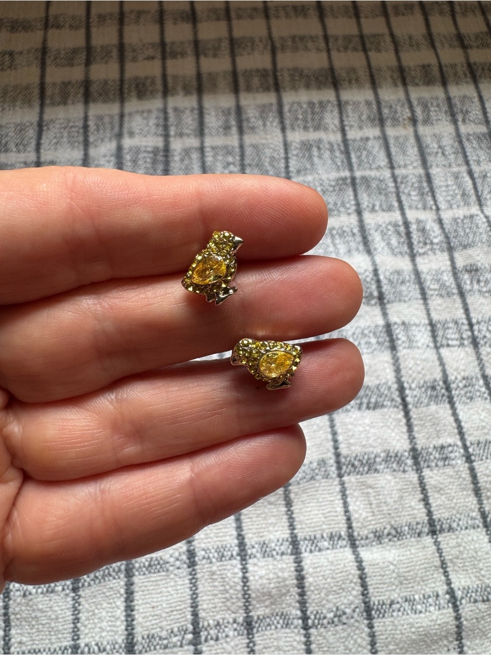 J. Crew Yellow Crystal Chicken Earrings